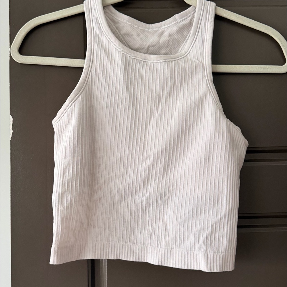 lululemon athletica White Ribbed Cropped Tank
